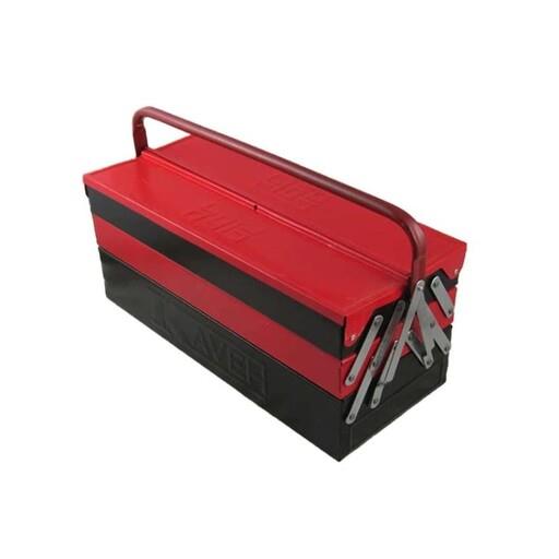 جعبه ابزار فلزی سه طبقه 50 سانتی کاوه رنگ مشکی قرمز